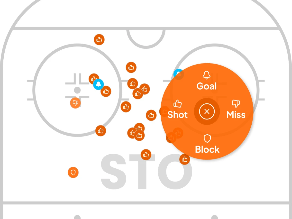 In-game tracking wheel for shot location entry