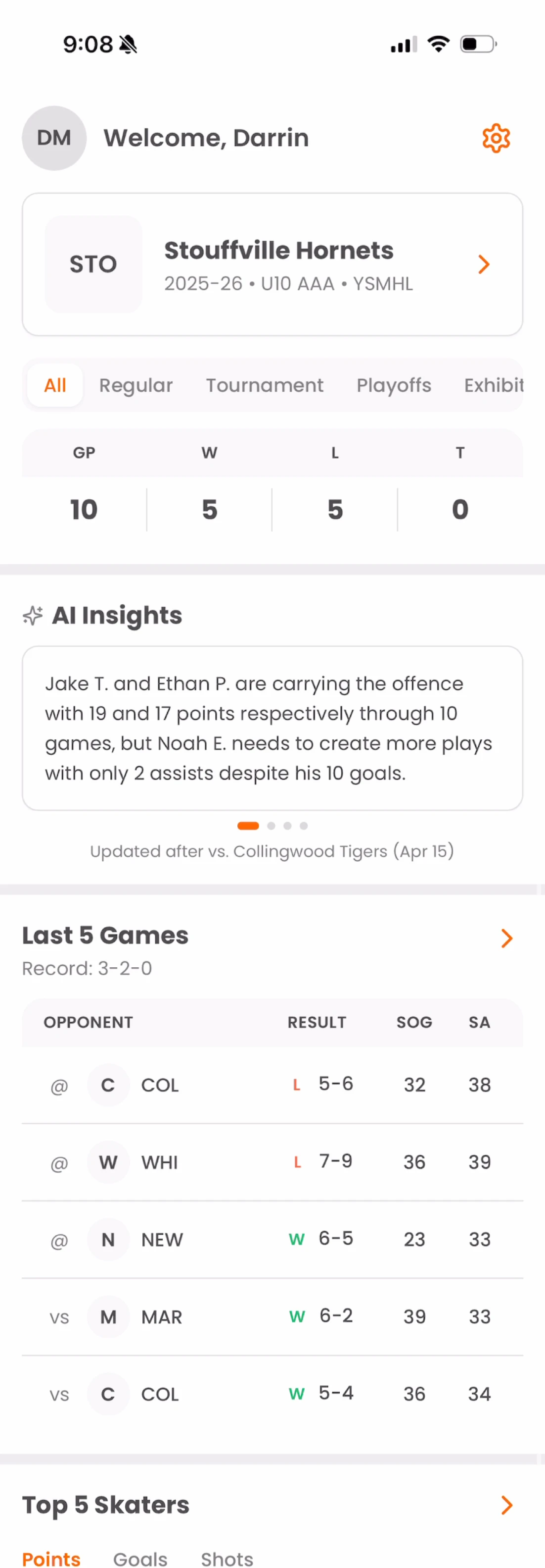 Elevate Stats app on a phone